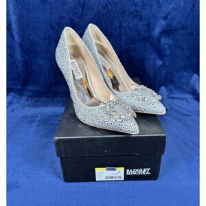 Badgley Mischka Silver Crystal Pointed-Toe Embellished Pumps